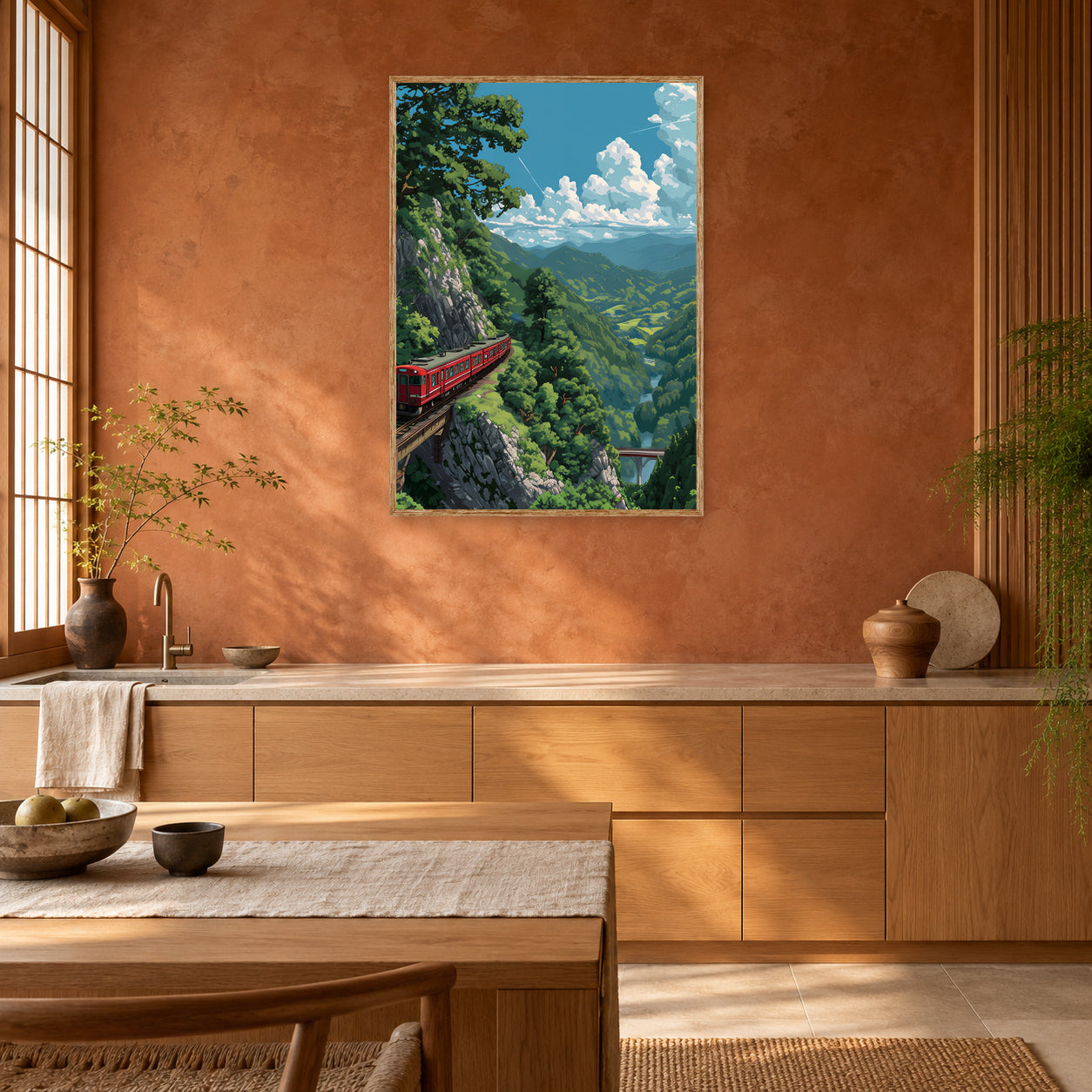 Albula Railway Swiss Mountain Valley Wall Art Print room mockup 2