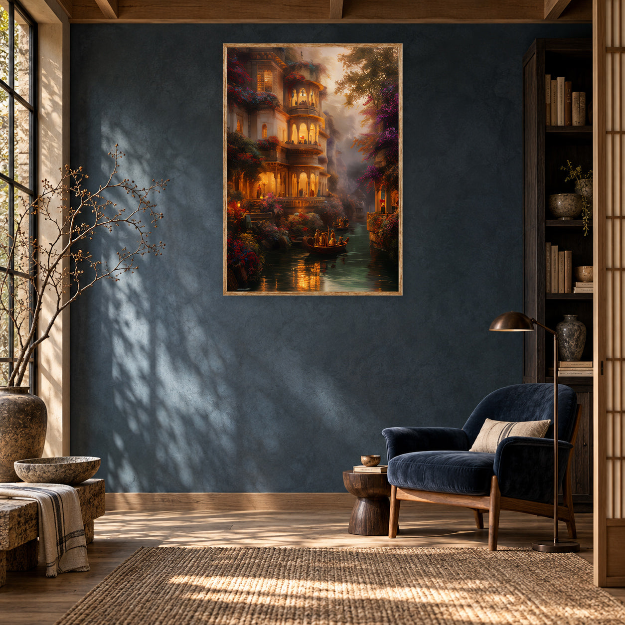 Jaipur Palace Lantern Boat Night Wall Art Print room mockup 2