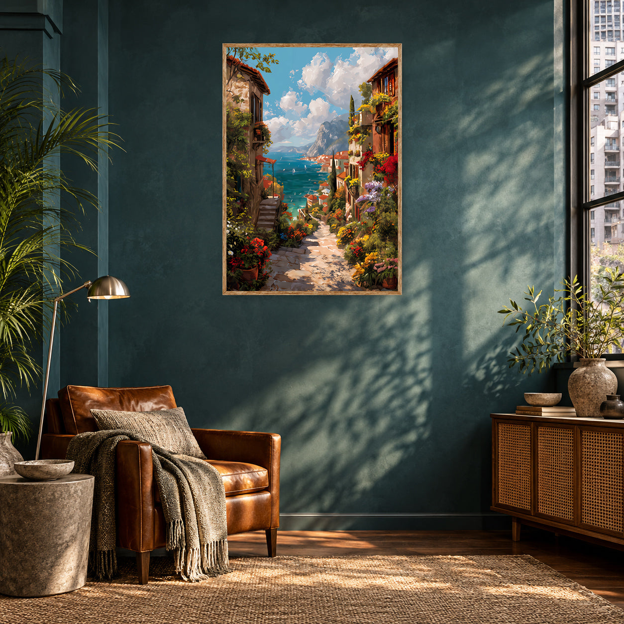Sheung Wan Hong Kong Tram Motion Blur Wall Art Print room mockup 2