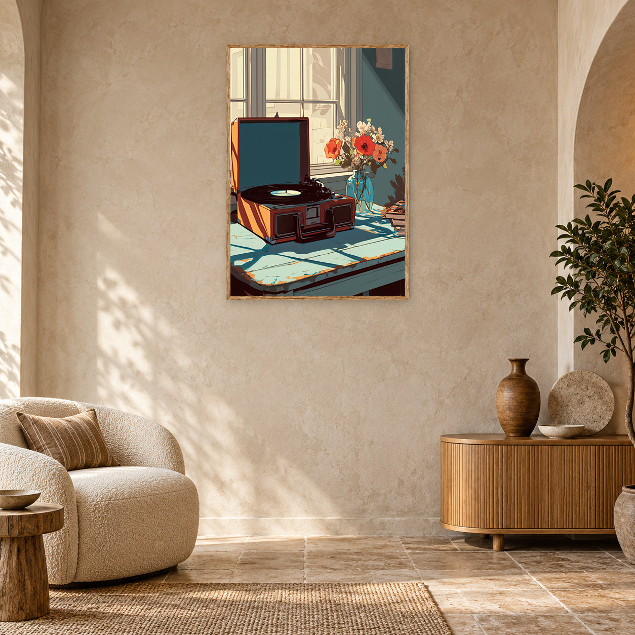Vintage Vinyl Record Studio Still Life Wall Art Print room mockup 2