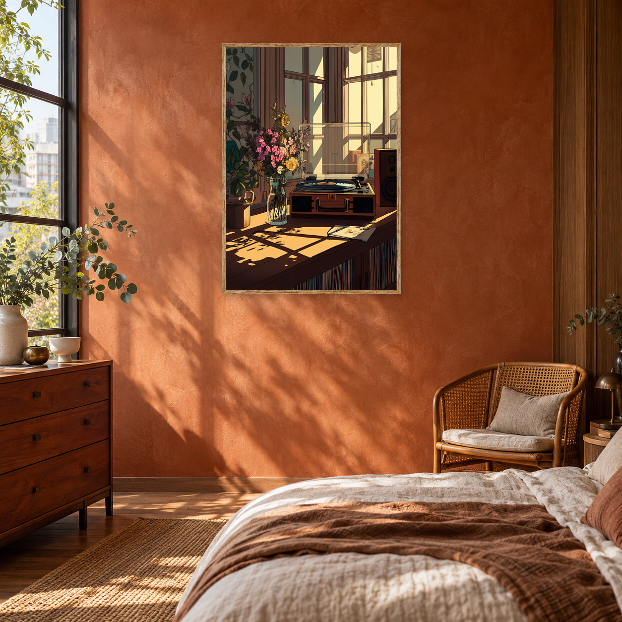 Daikanyama Tokyo Sunlit Window Vinyl Wall Art Print room mockup 2