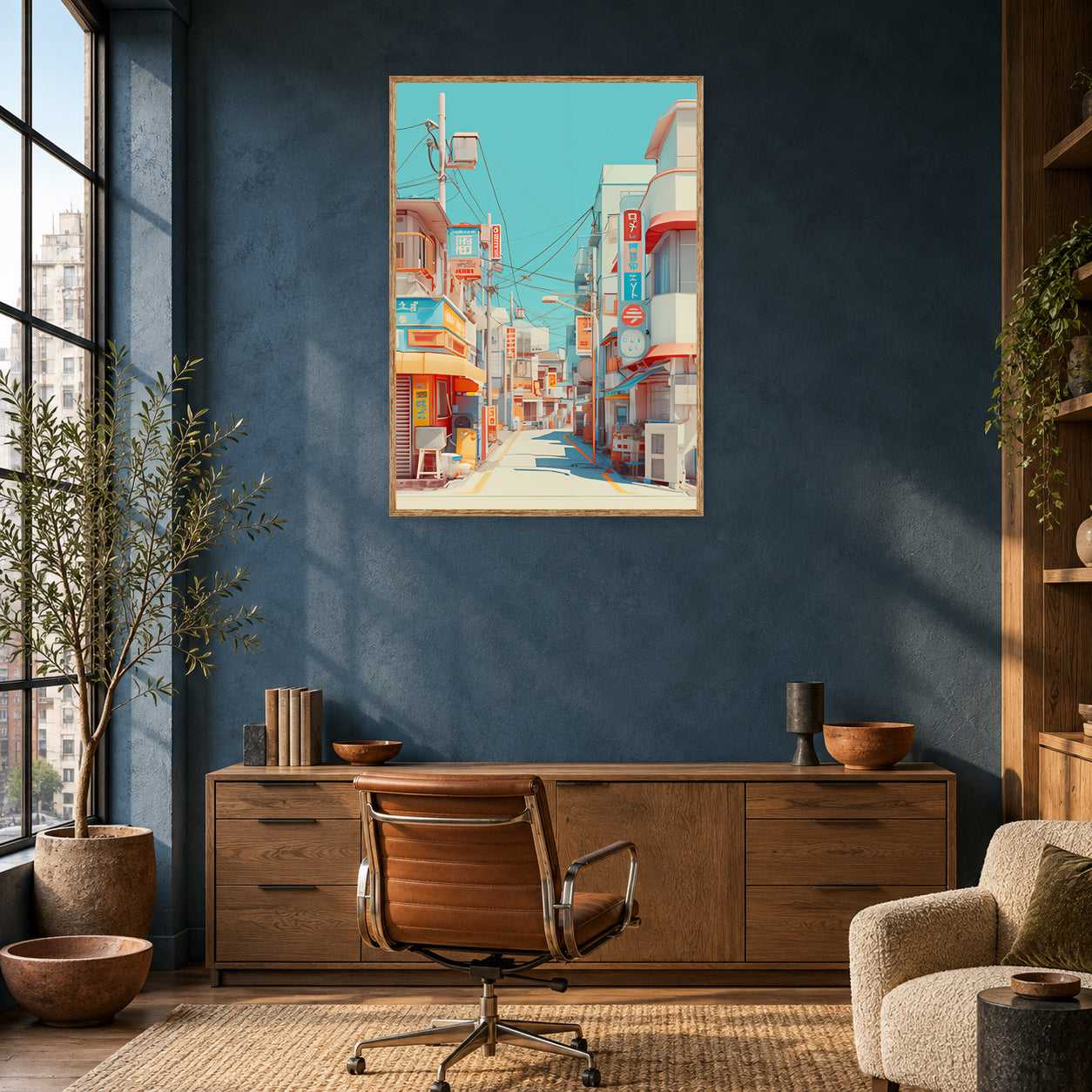 Koenji Tokyo Showa Retail Street Wall Art Print room mockup 2