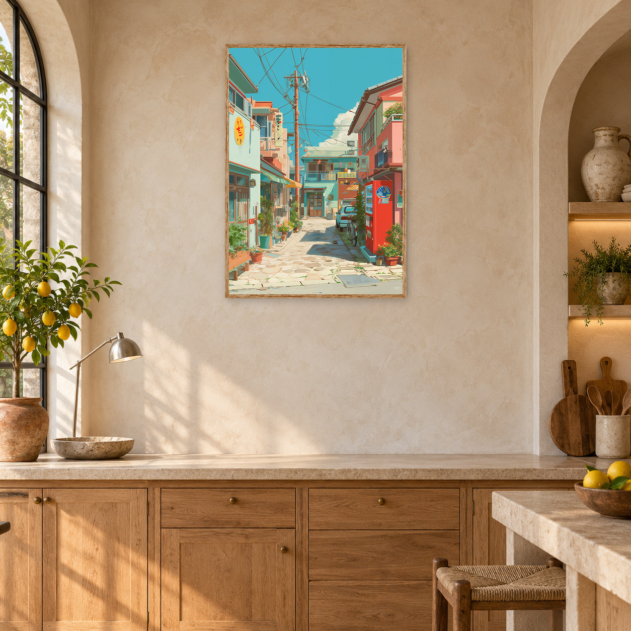 Kagurazaka Tokyo Vintage Alley Wall Art Print room mockup 2