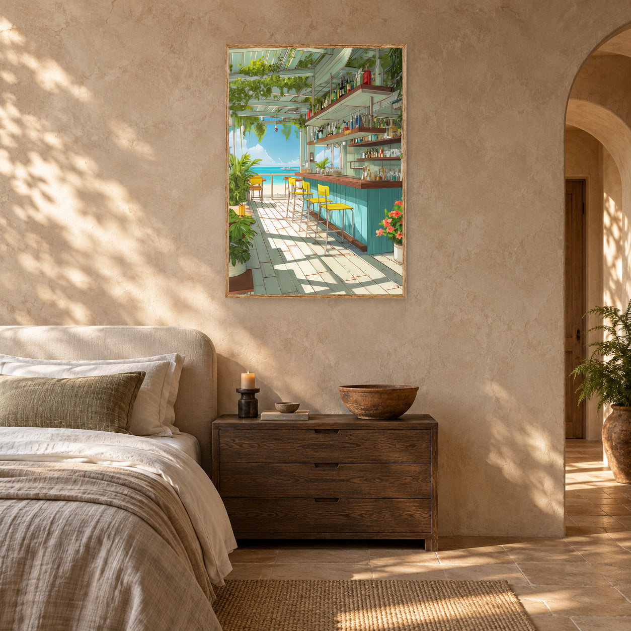 Cannes Oceanside Bar Wall Art Print room mockup 2