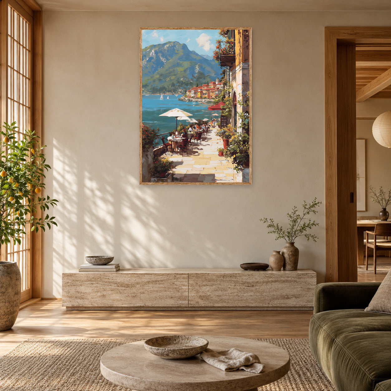 Hallstatt Lakeside Afternoon Wall Art Print room mockup 2