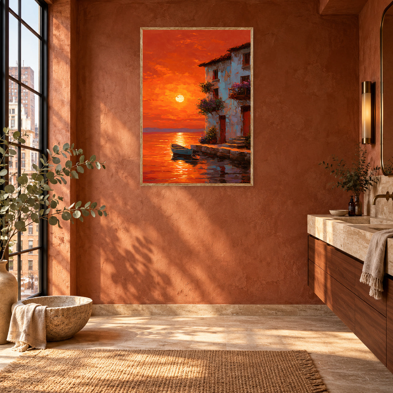 Maldives Sunset Boat Wall Art Print room mockup 2