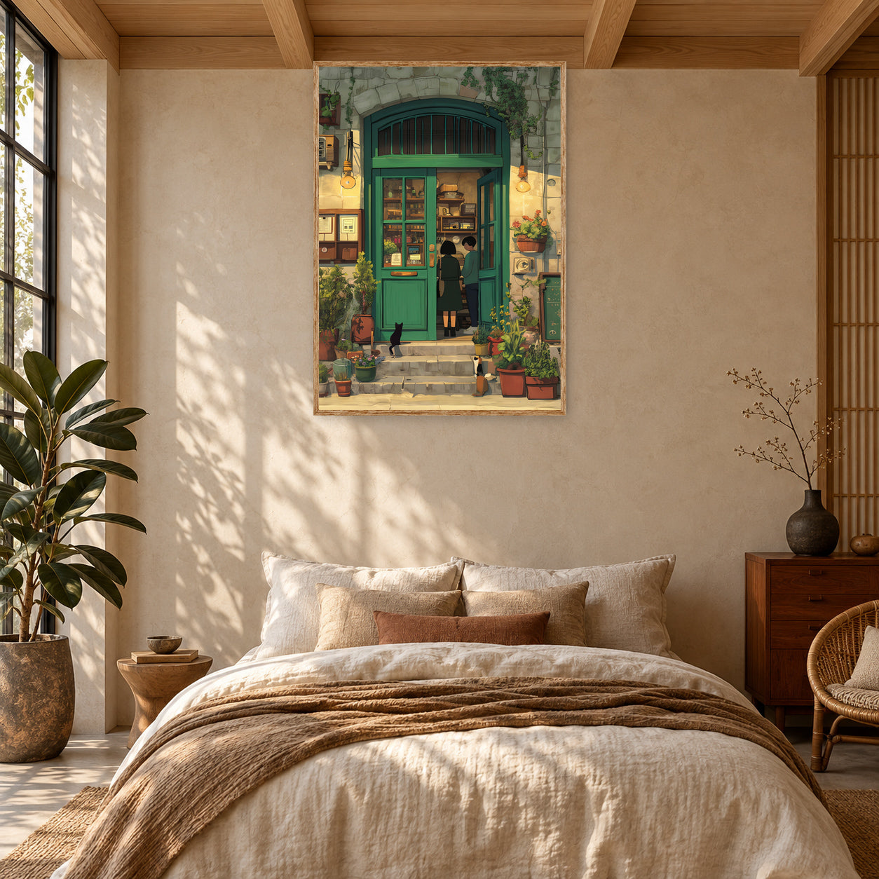 Paris Couple Bookstore Wall Art Print room mockup 2