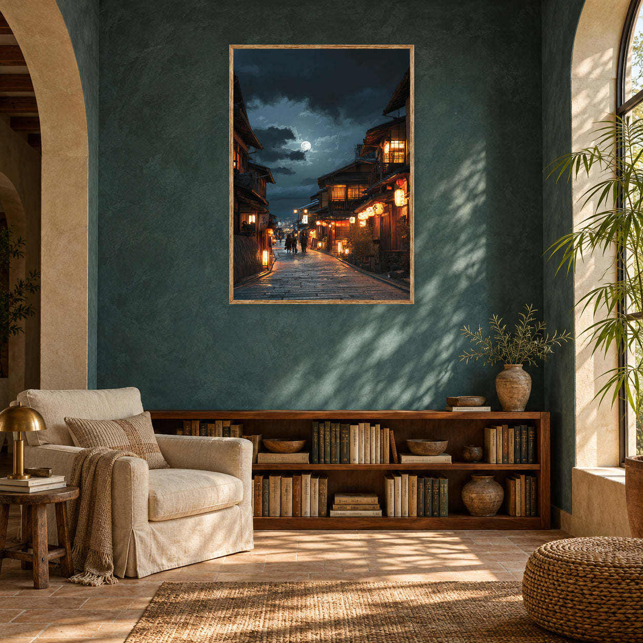 Takayama Lantern Village Wall Art Print room mockup 2