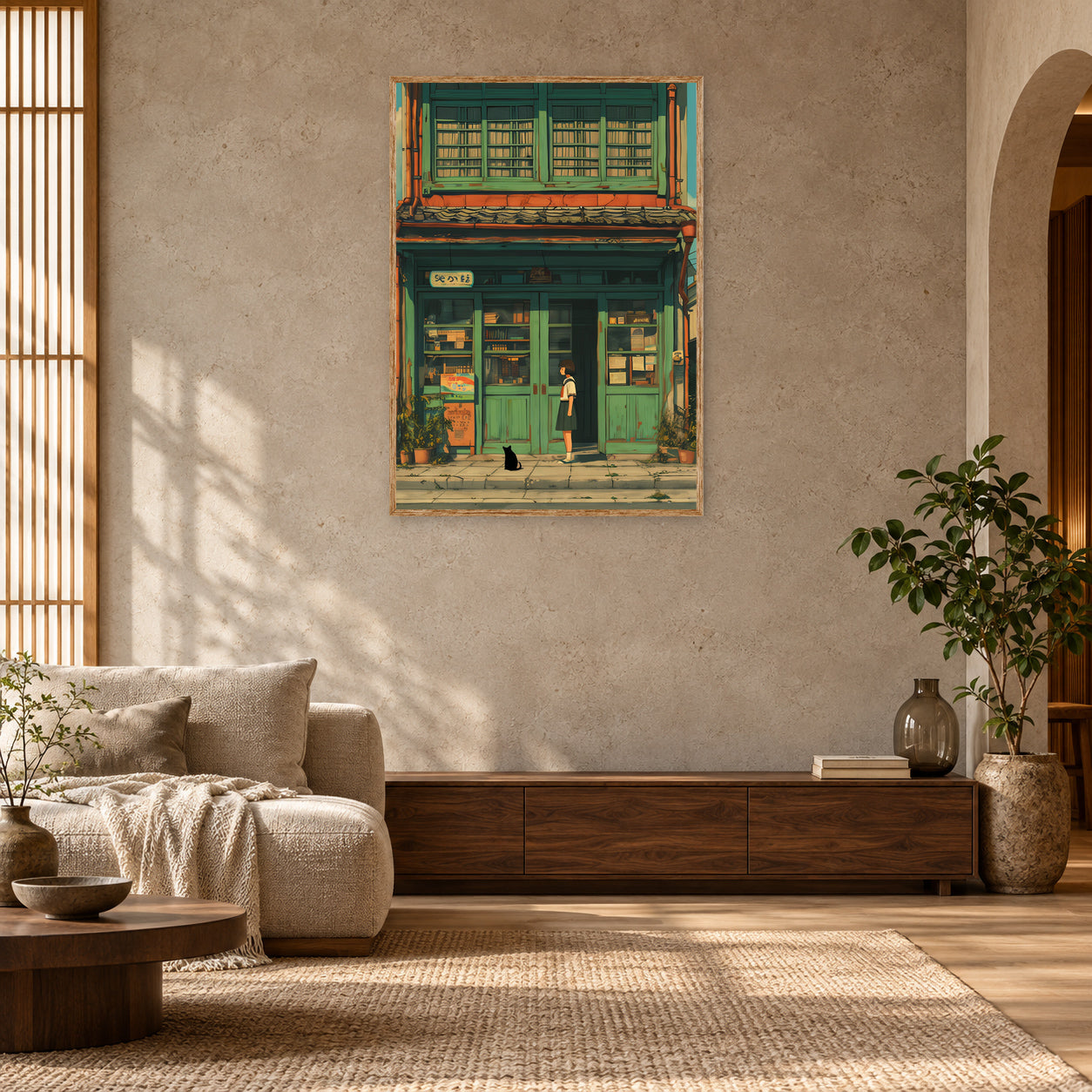 Bruges Quiet Bookstore Wall Art Print room mockup 2