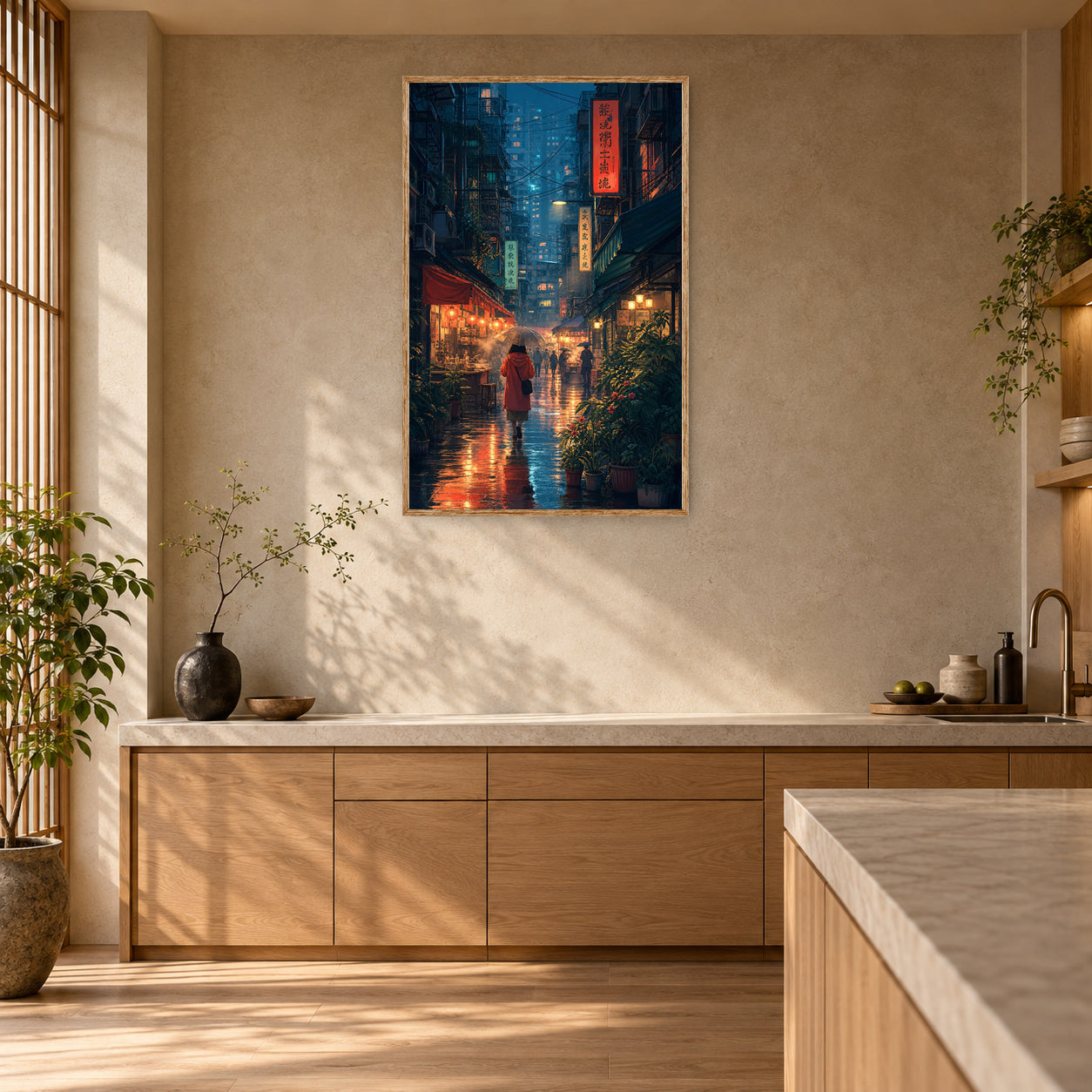 Sham Shui Po Hong Kong Monsoon Lantern Alley Wall Art Print room mockup 2