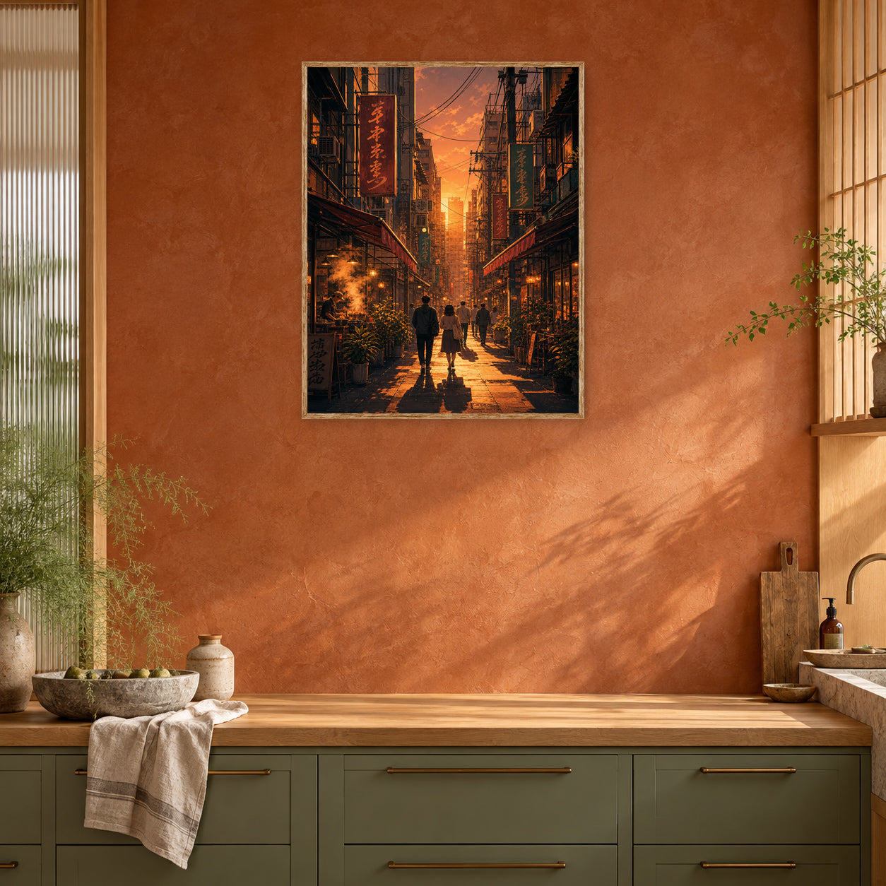 Yau Ma Tei Sunset Market Street Wall Art Print room mockup 2