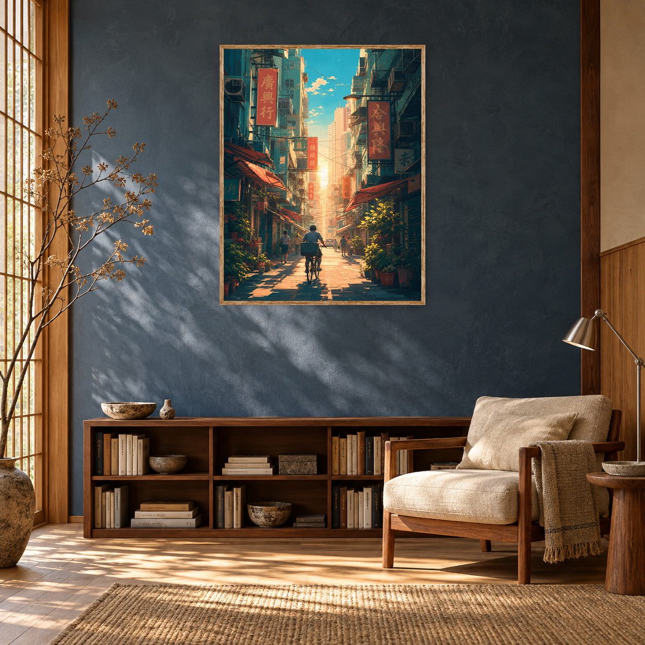 Sham Shui Po Hong Kong Bicycle Street Wall Art Print room mockup 2