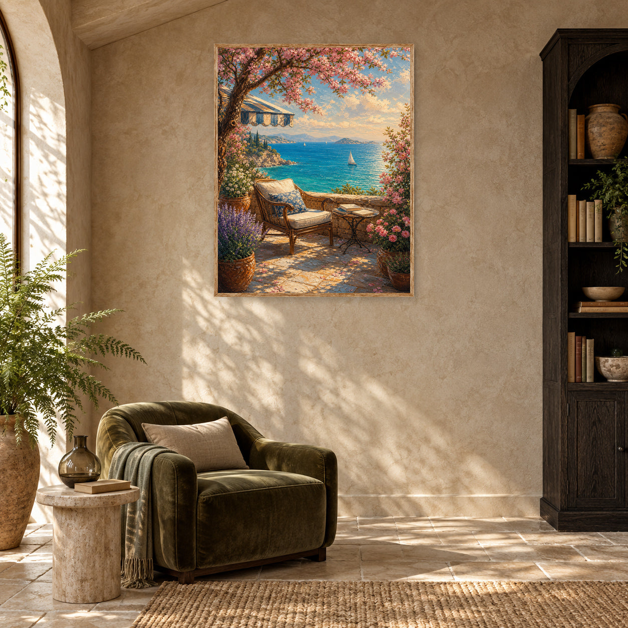 Capri Sea View Terrace Wall Art Print room mockup 2