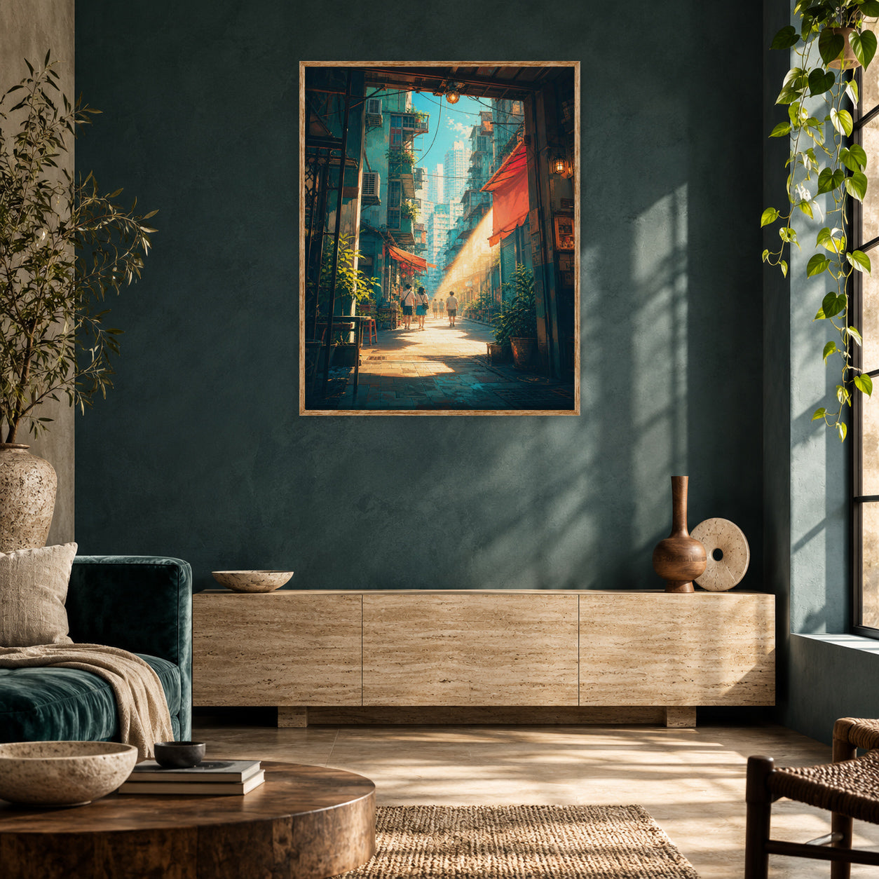 Hong Kong Sunbeam Alley Wall Art Print room mockup 2