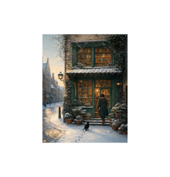 Amsterdam Snowy Bookstore Wall Art Print