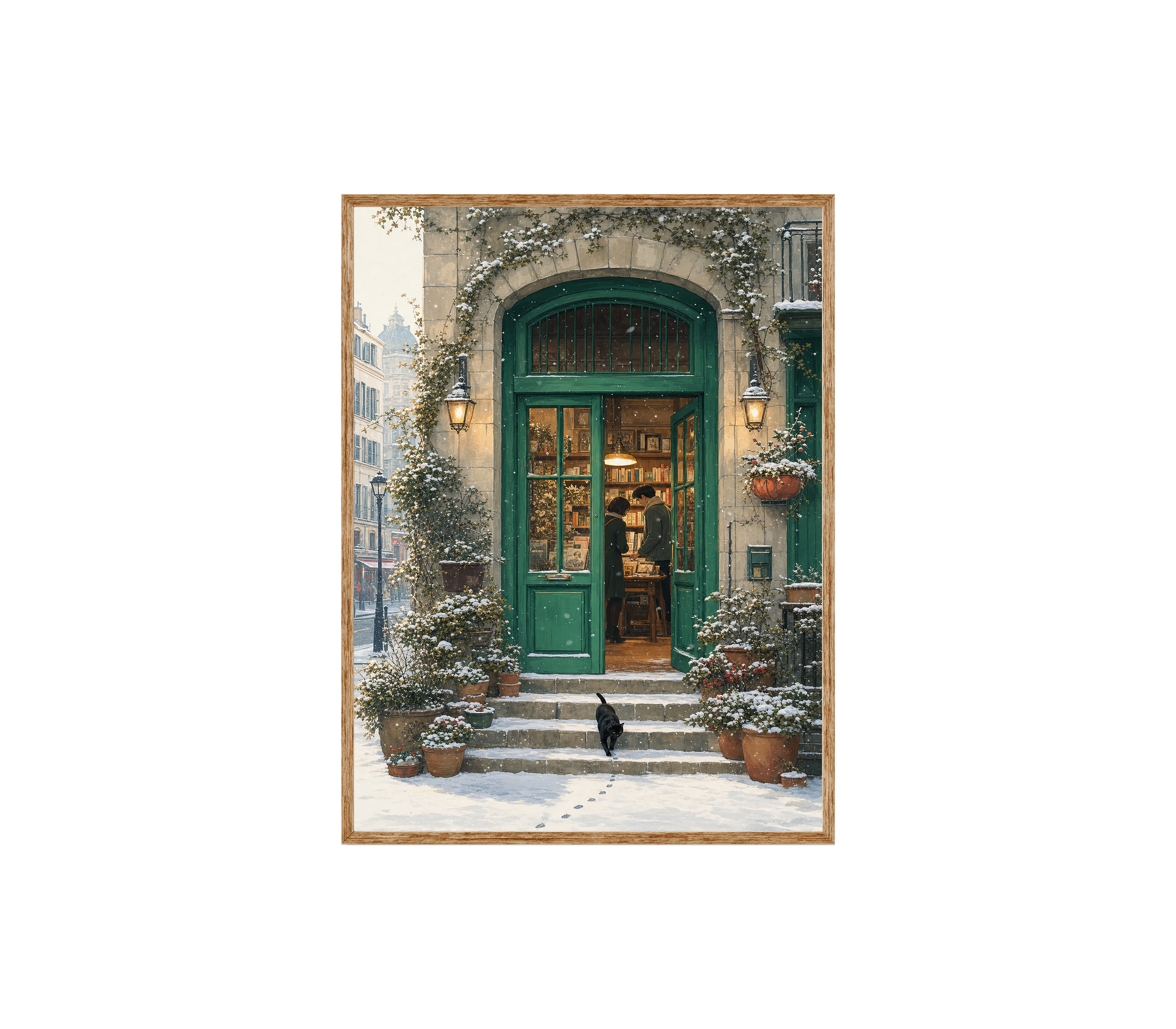 Bruges Snowy Green Door Bookstore Wall Art Print-thumbmail-6