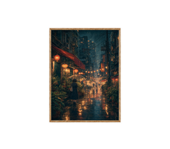 Kowloon Lantern Rain Alley Wall Art Print poster original preview