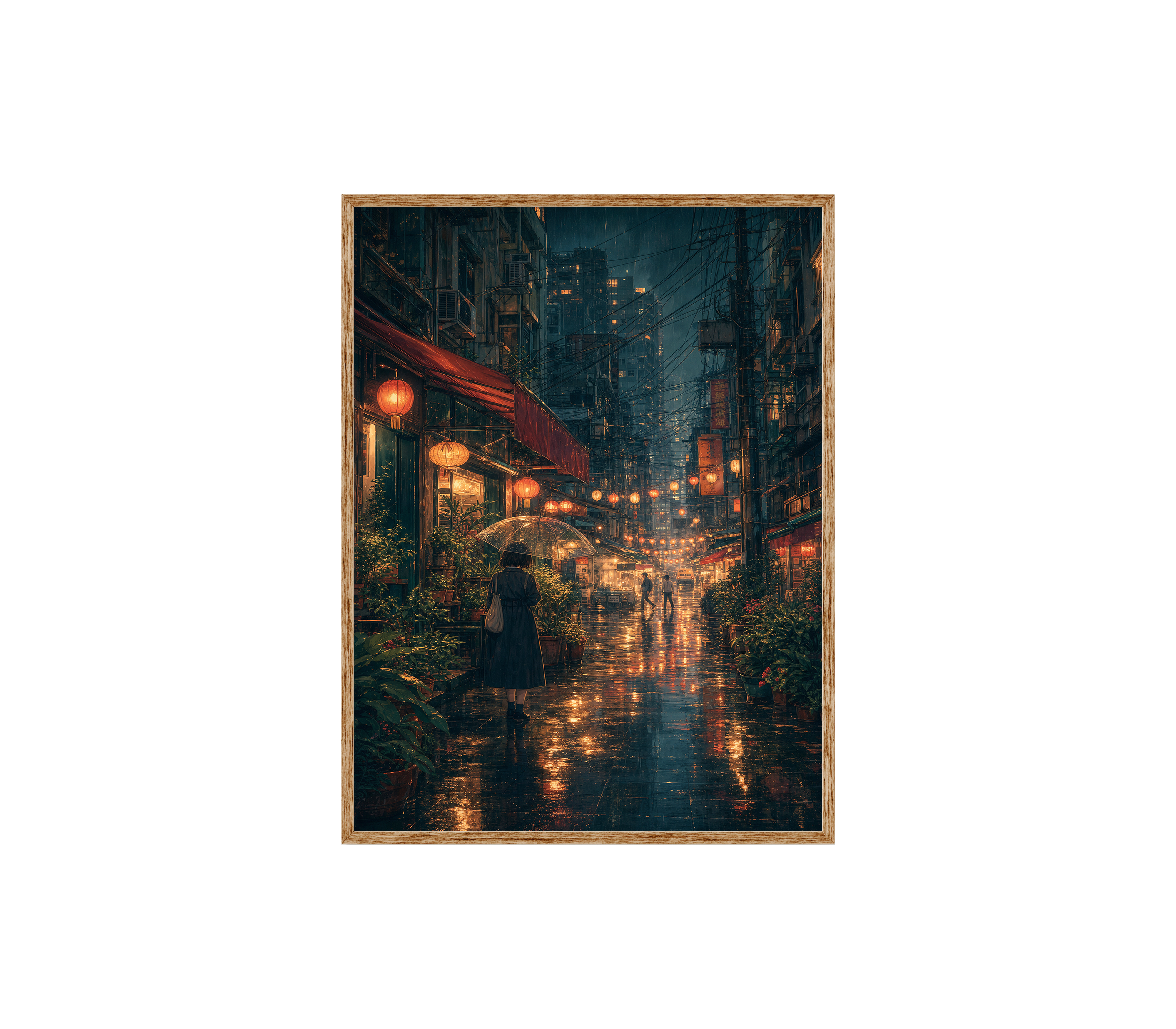 Kowloon Lantern Rain Alley Wall Art Print-thumbmail-6