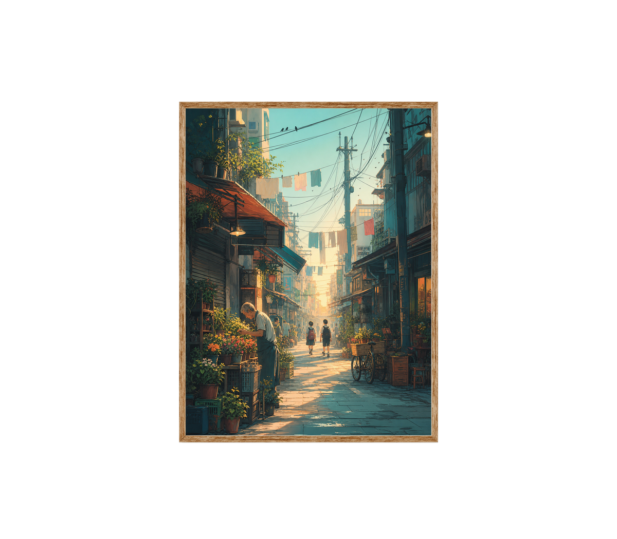 Yanaka Tokyo Morning Alley Wall Art Print poster original preview