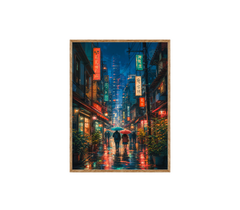 Shinjuku Neon Rain Street Wall Art Print poster original preview