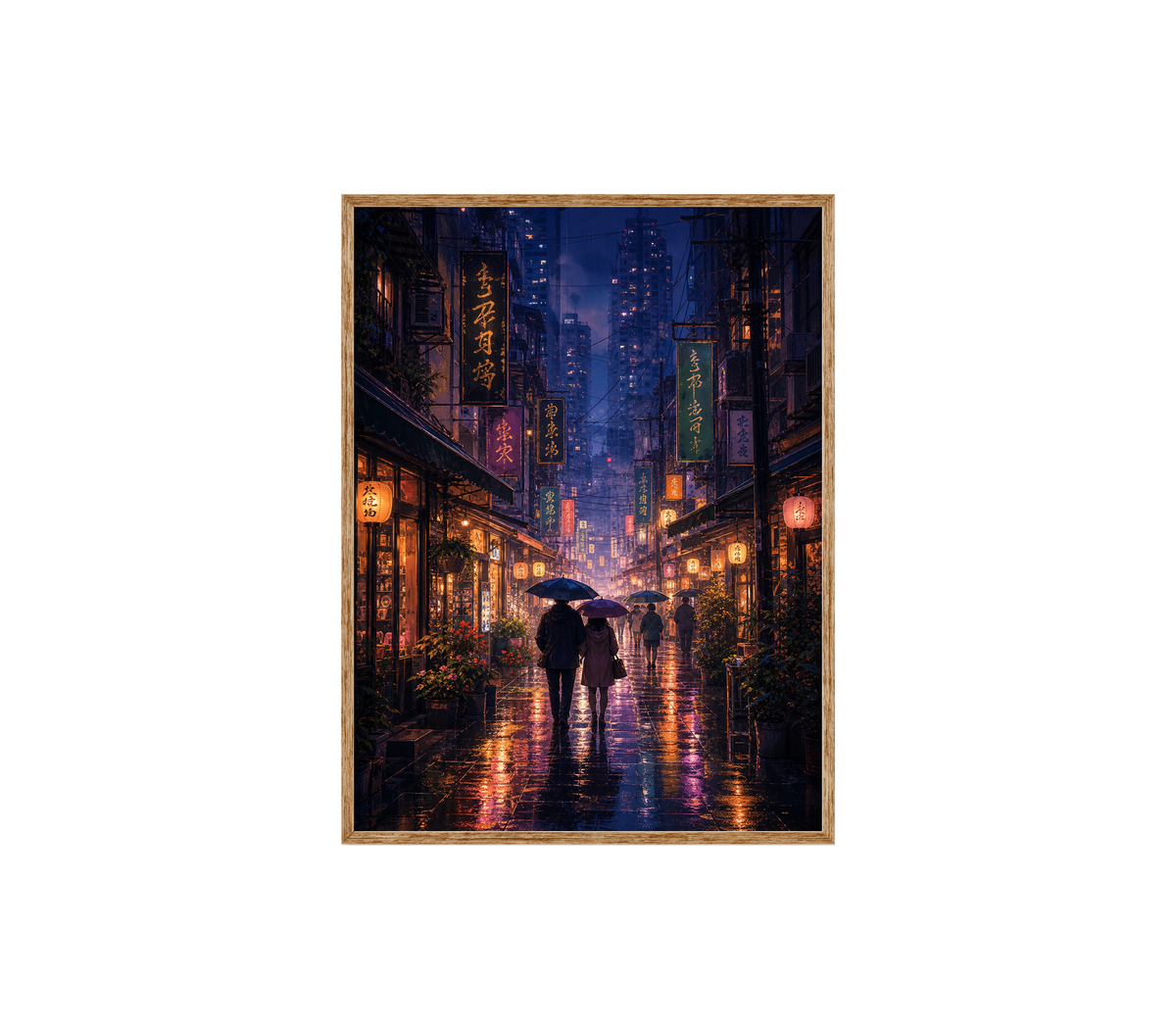 Mong Kok Night Market Rain Wall Art Print poster original preview