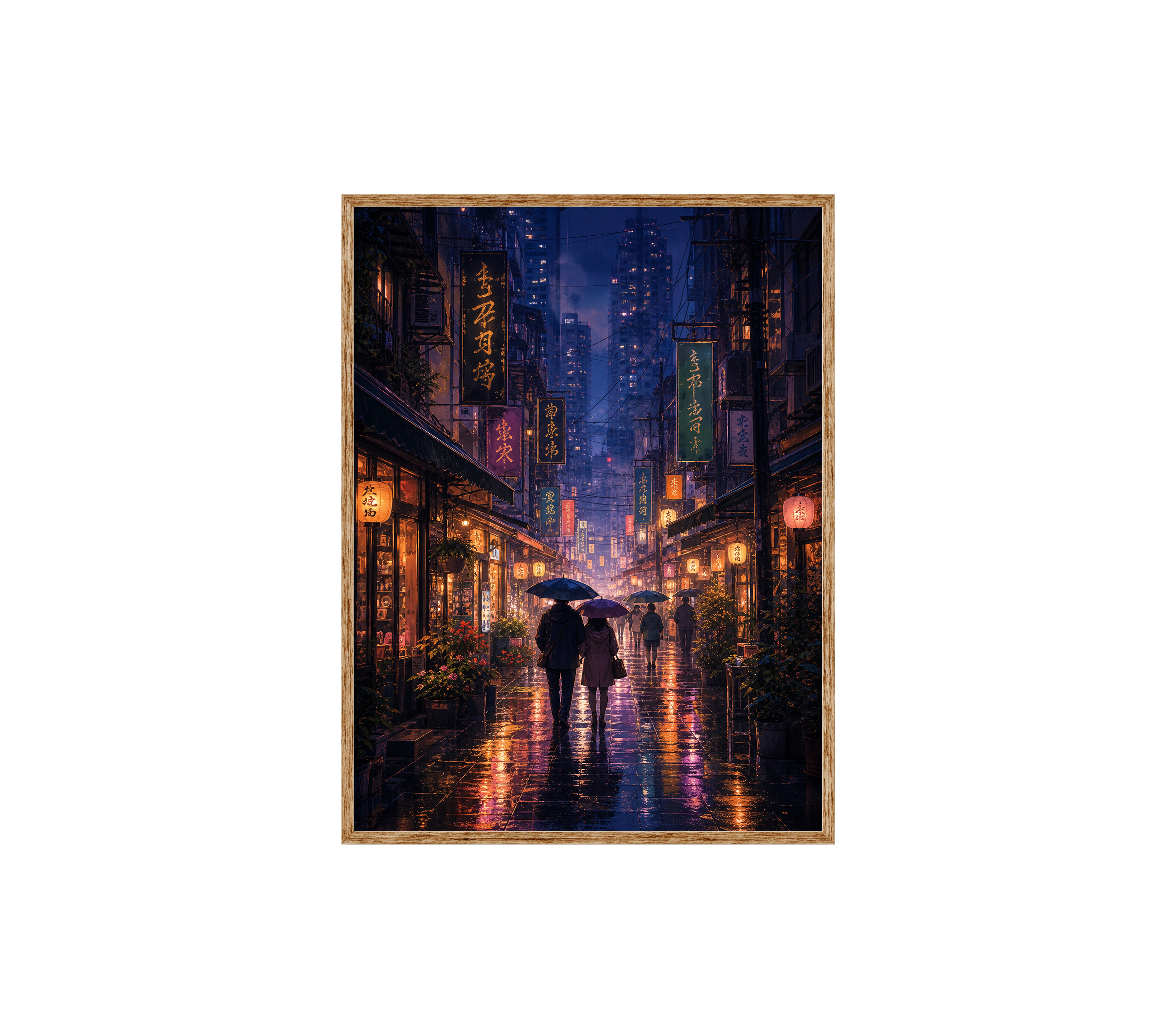 Mong Kok Night Market Rain Wall Art Print-thumbmail-6