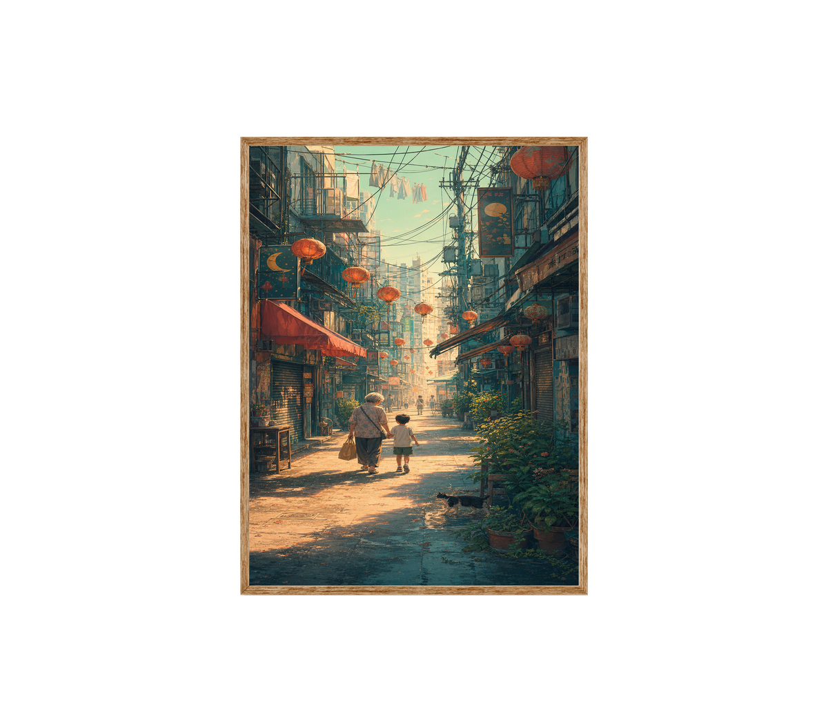 Sheung Wan Lantern Morning Alley Wall Art Print poster original preview