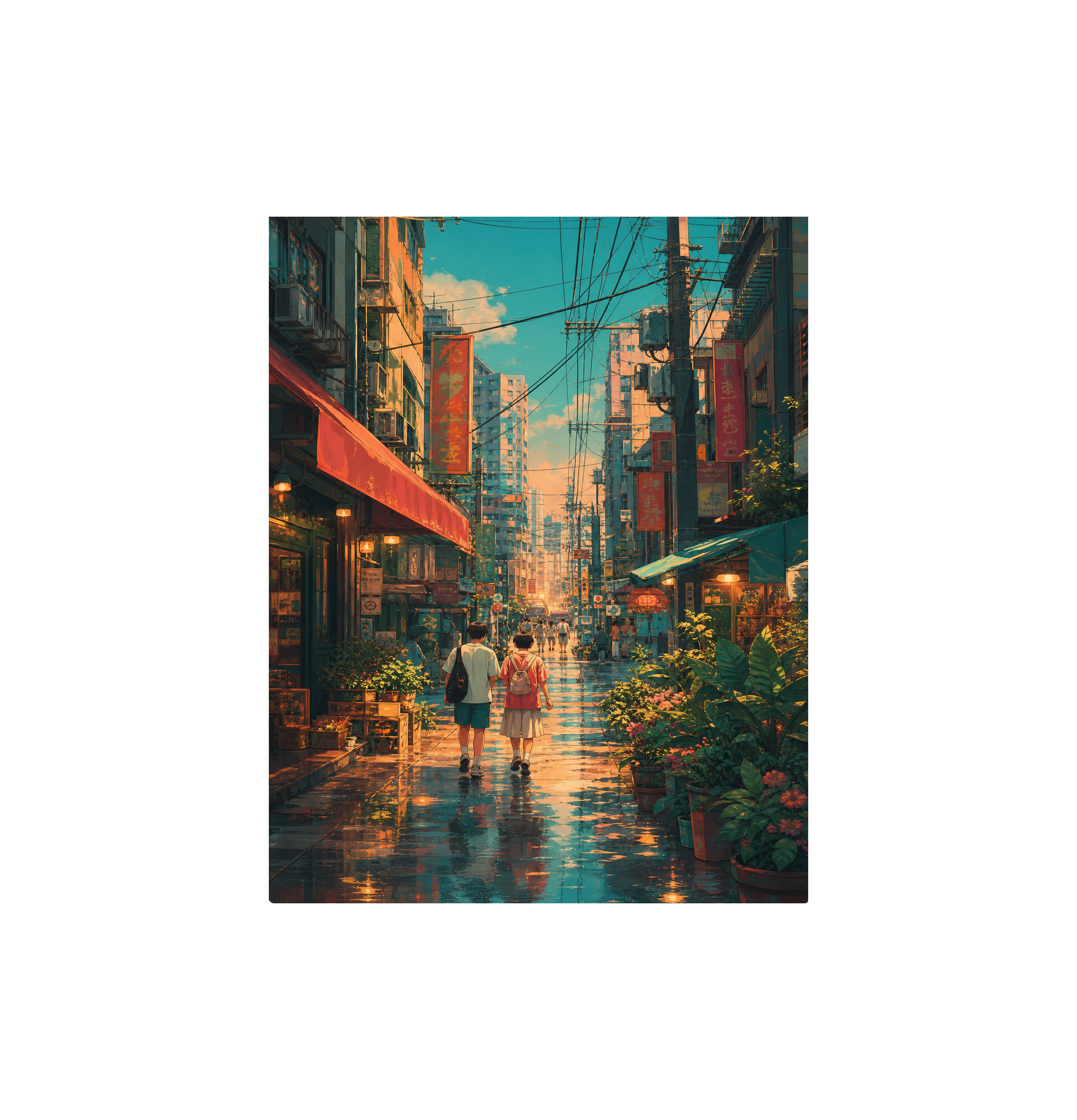 Sham Shui Po Rainy Market Street Wall Art Print
