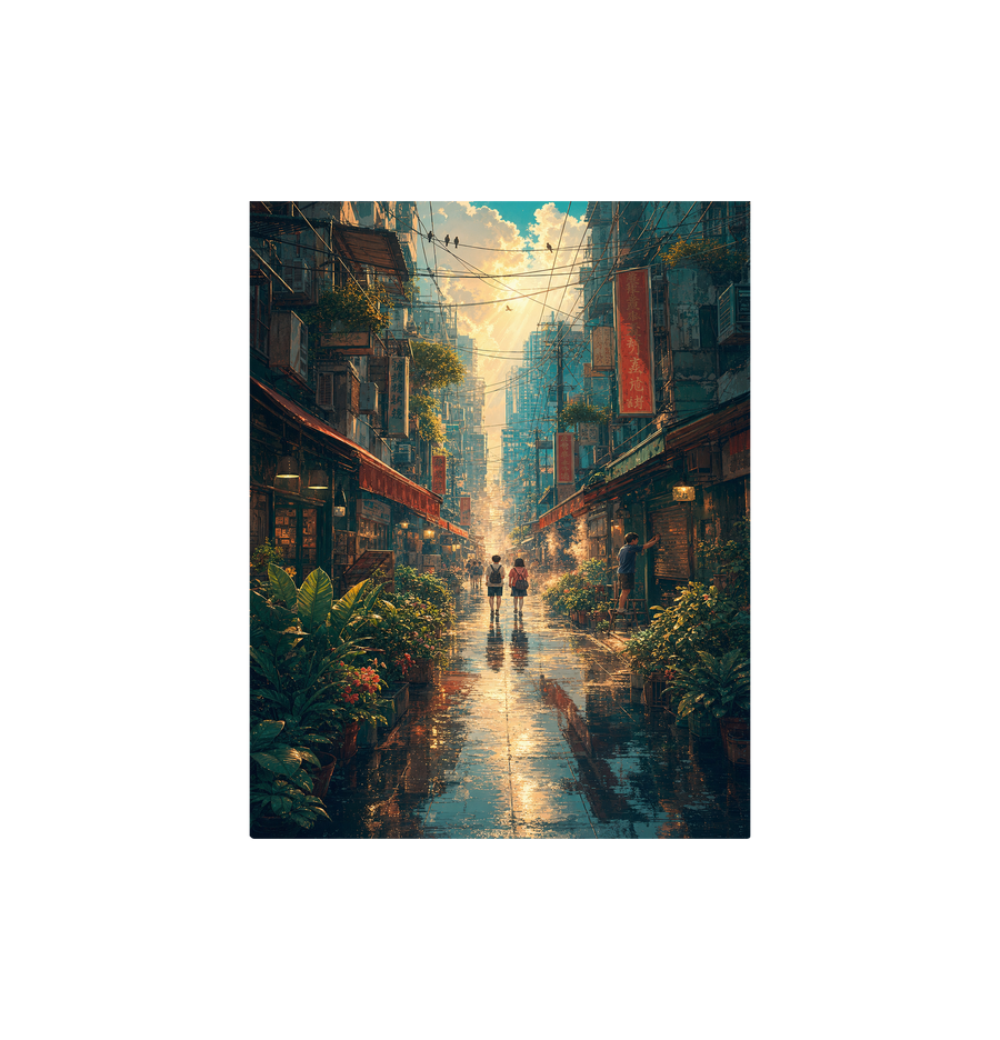 Mong Kok Sun Shower Market Street Wall Art Print