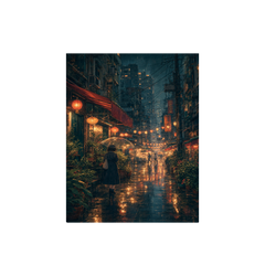 Kowloon Lantern Rain Alley Wall Art Print