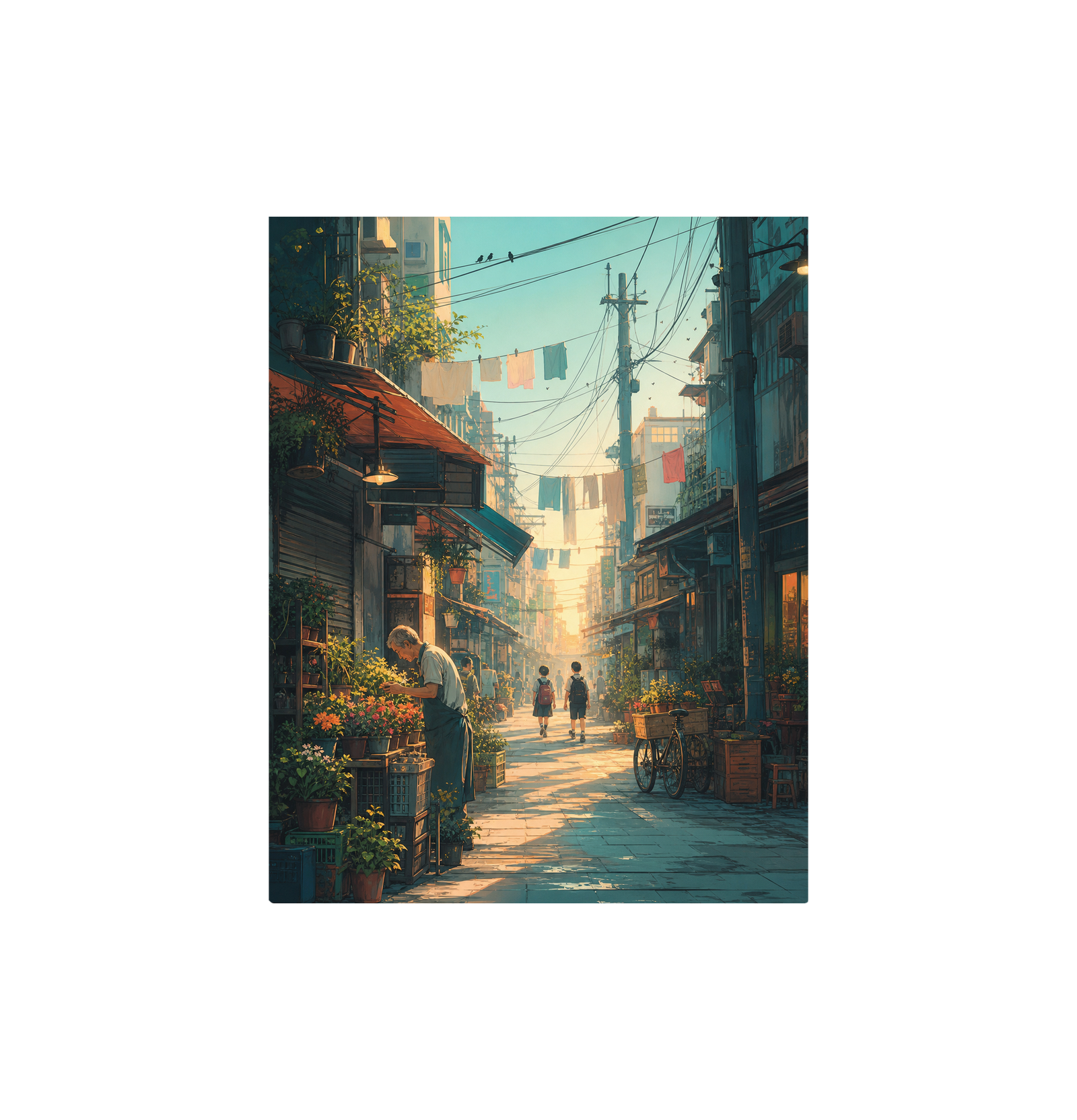 Yanaka Tokyo Morning Alley Wall Art Print