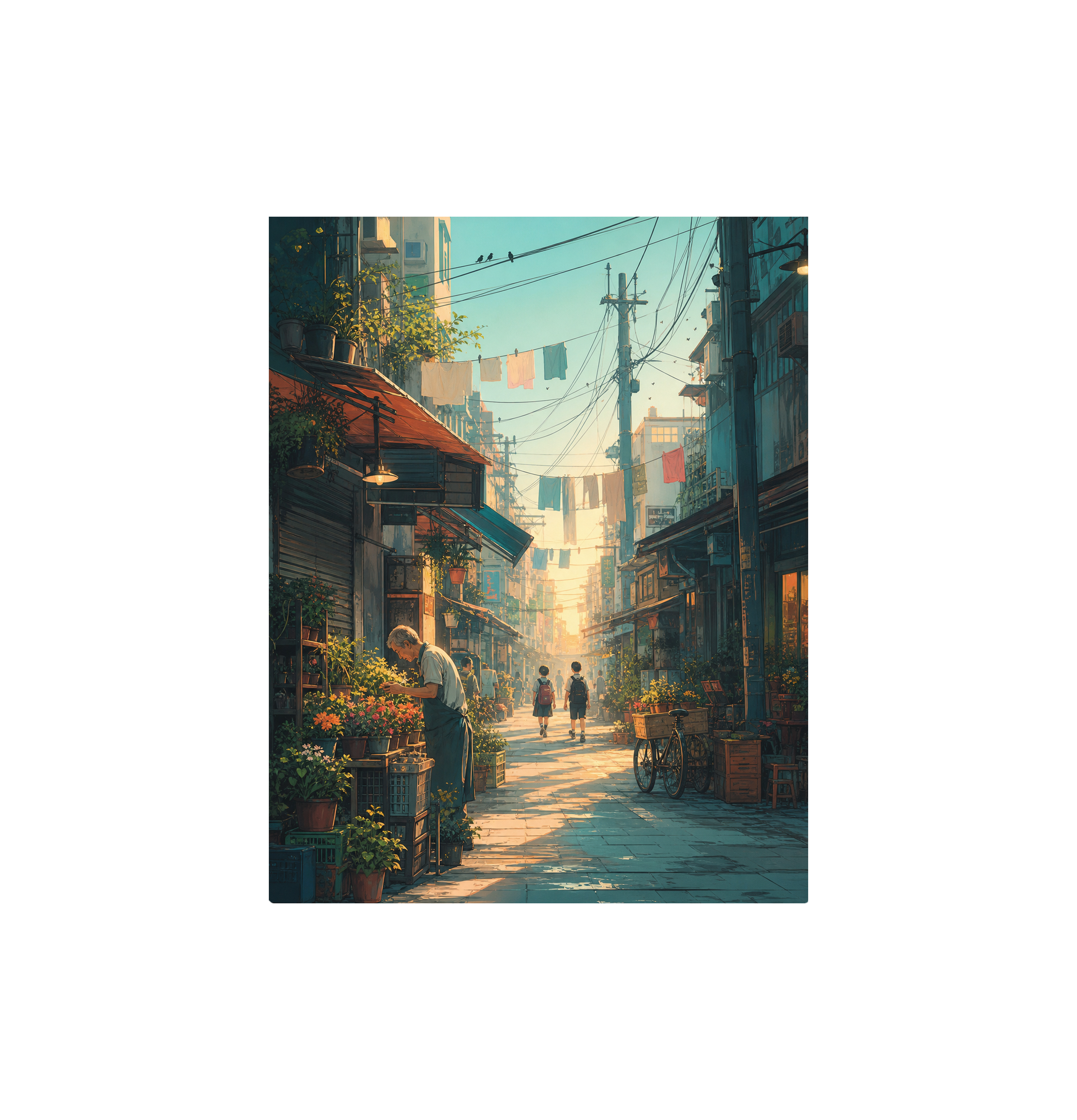 Yanaka Tokyo Morning Alley Wall Art Print