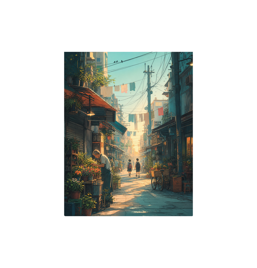 Yanaka Tokyo Morning Alley Wall Art Print