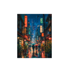 Shinjuku Neon Rain Street Wall Art Print