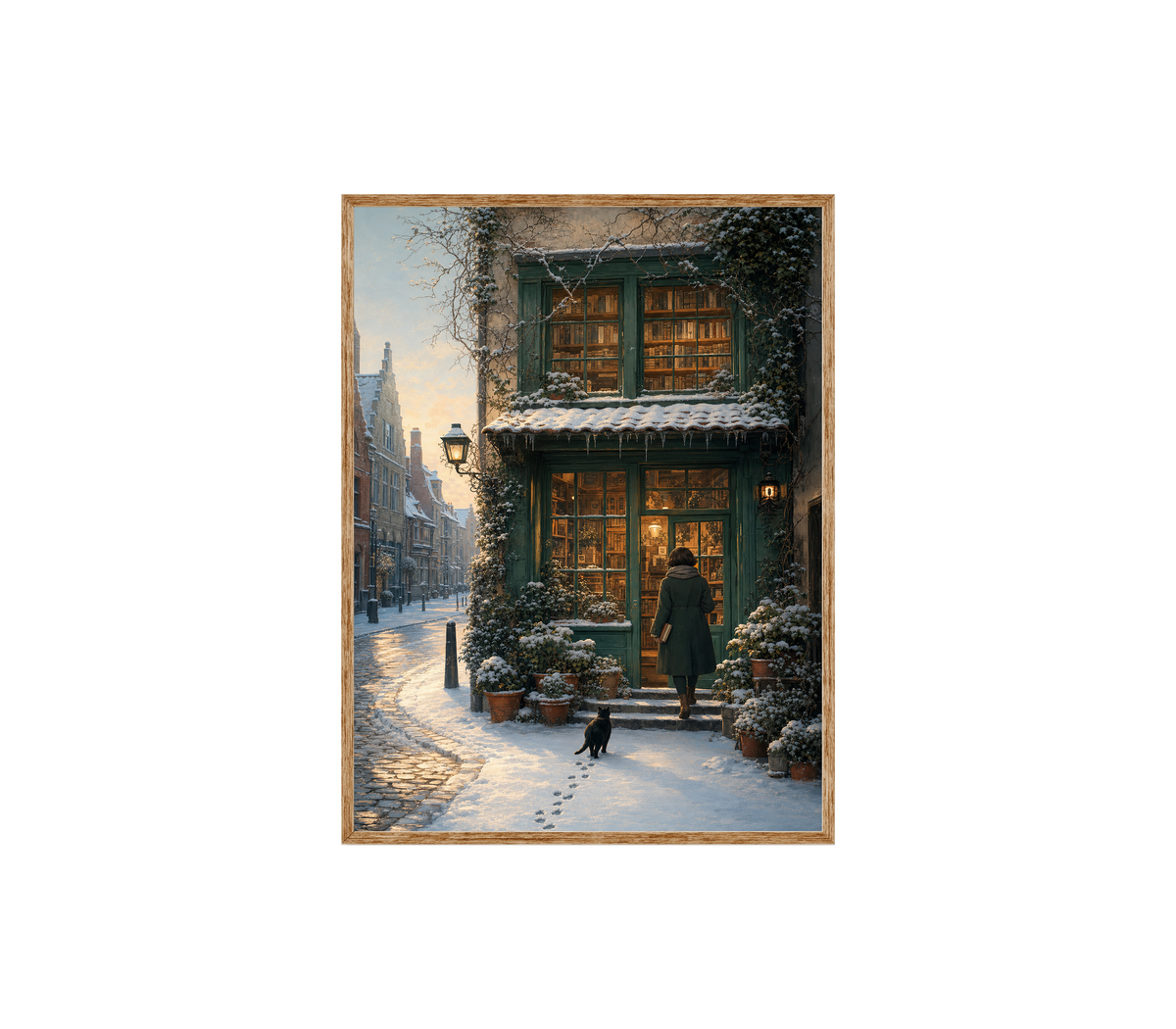 Amsterdam Snowy Bookstore Wall Art Print poster original preview