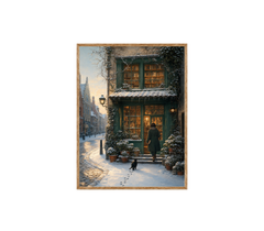 Amsterdam Snowy Bookstore Wall Art Print poster original preview