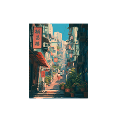 Sheung Wan Hong Kong Hillside Stairs Wall Art Print