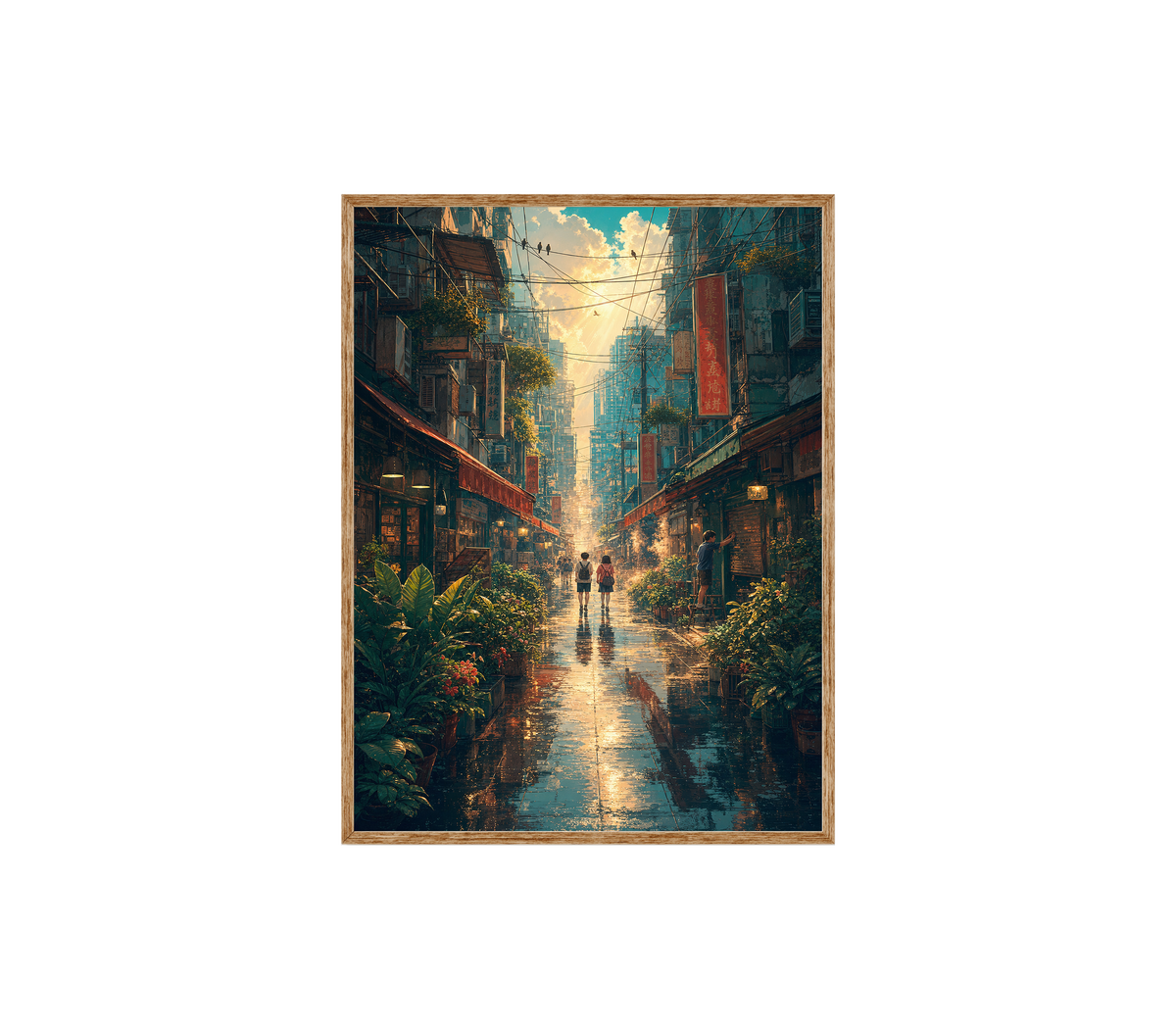 Mong Kok Sun Shower Market Street Wall Art Print poster original preview