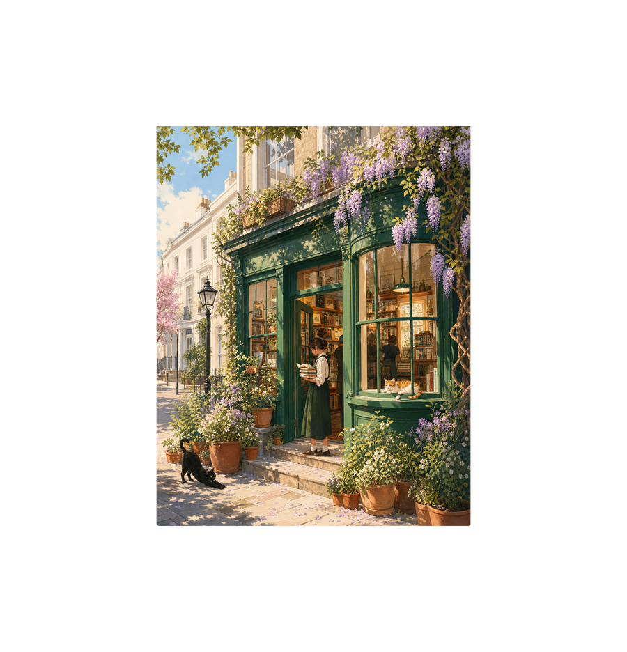 Notting Hill Wisteria Bookstore Wall Art Print
