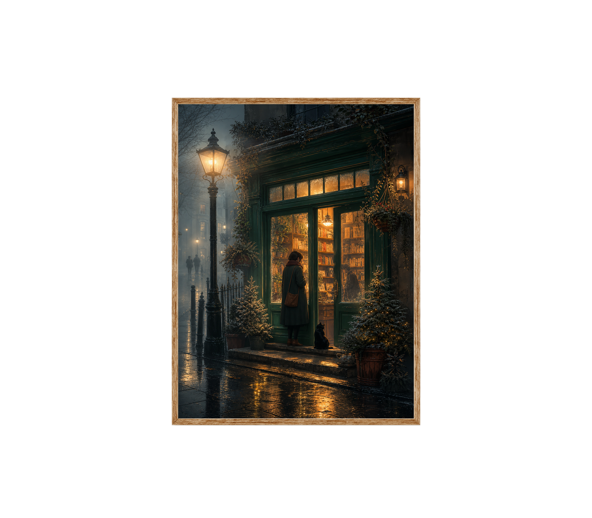 Edinburgh Lamp Post Bookstore Rain Wall Art Print poster original preview