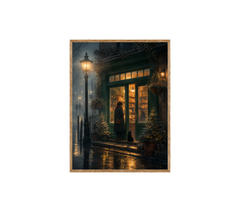 Edinburgh Lamp Post Bookstore Rain Wall Art Print poster original preview