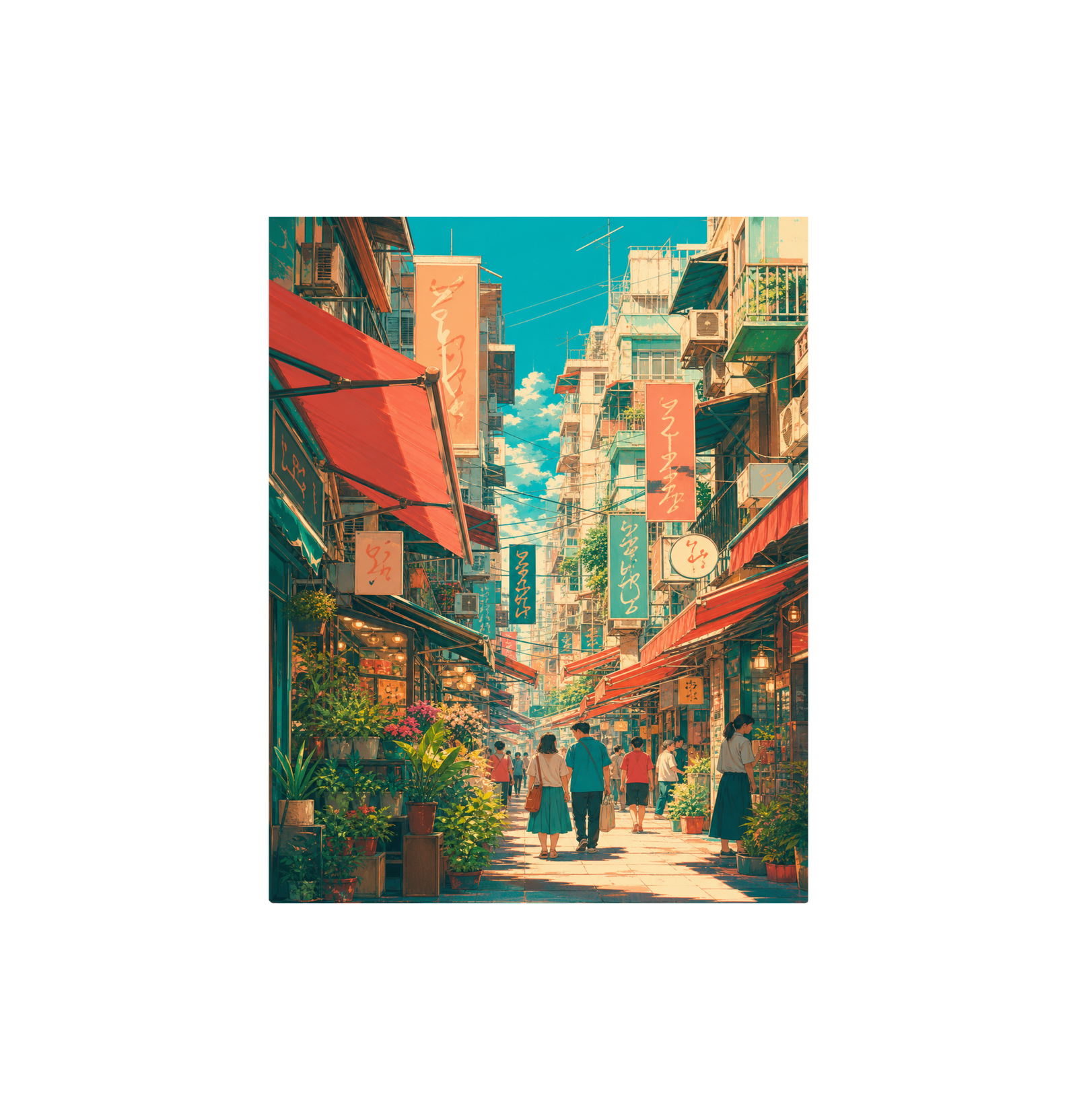 Jiyugaoka Tokyo Sunlit Signage Street Wall Art Print