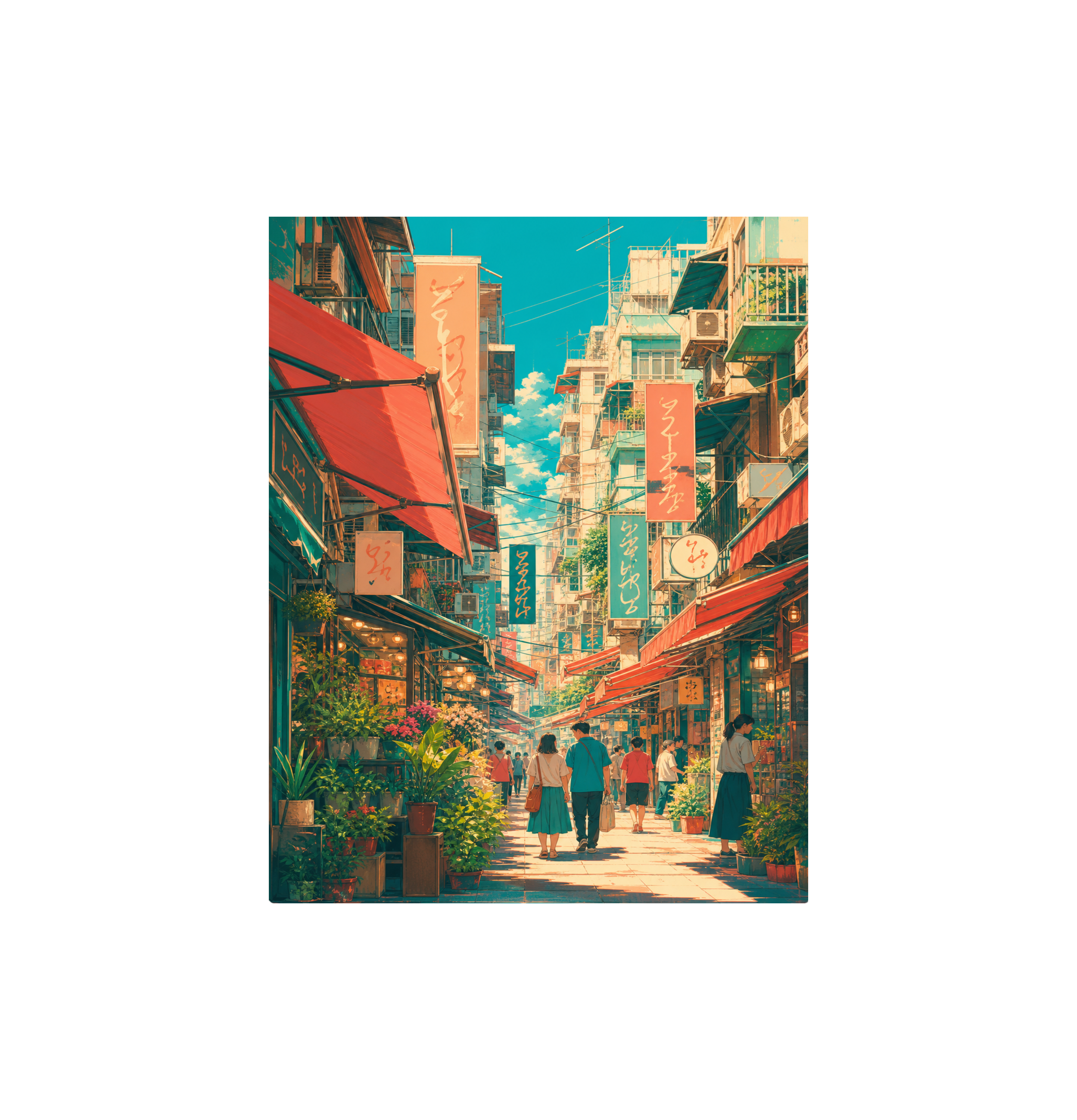 Jiyugaoka Tokyo Sunlit Signage Street Wall Art Print