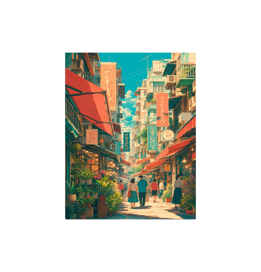 Jiyugaoka Tokyo Sunlit Signage Street Wall Art Print