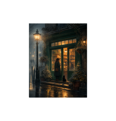 Edinburgh Lamp Post Bookstore Rain Wall Art Print