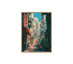 Sheung Wan Hong Kong Hillside Stairs Wall Art Print poster original preview