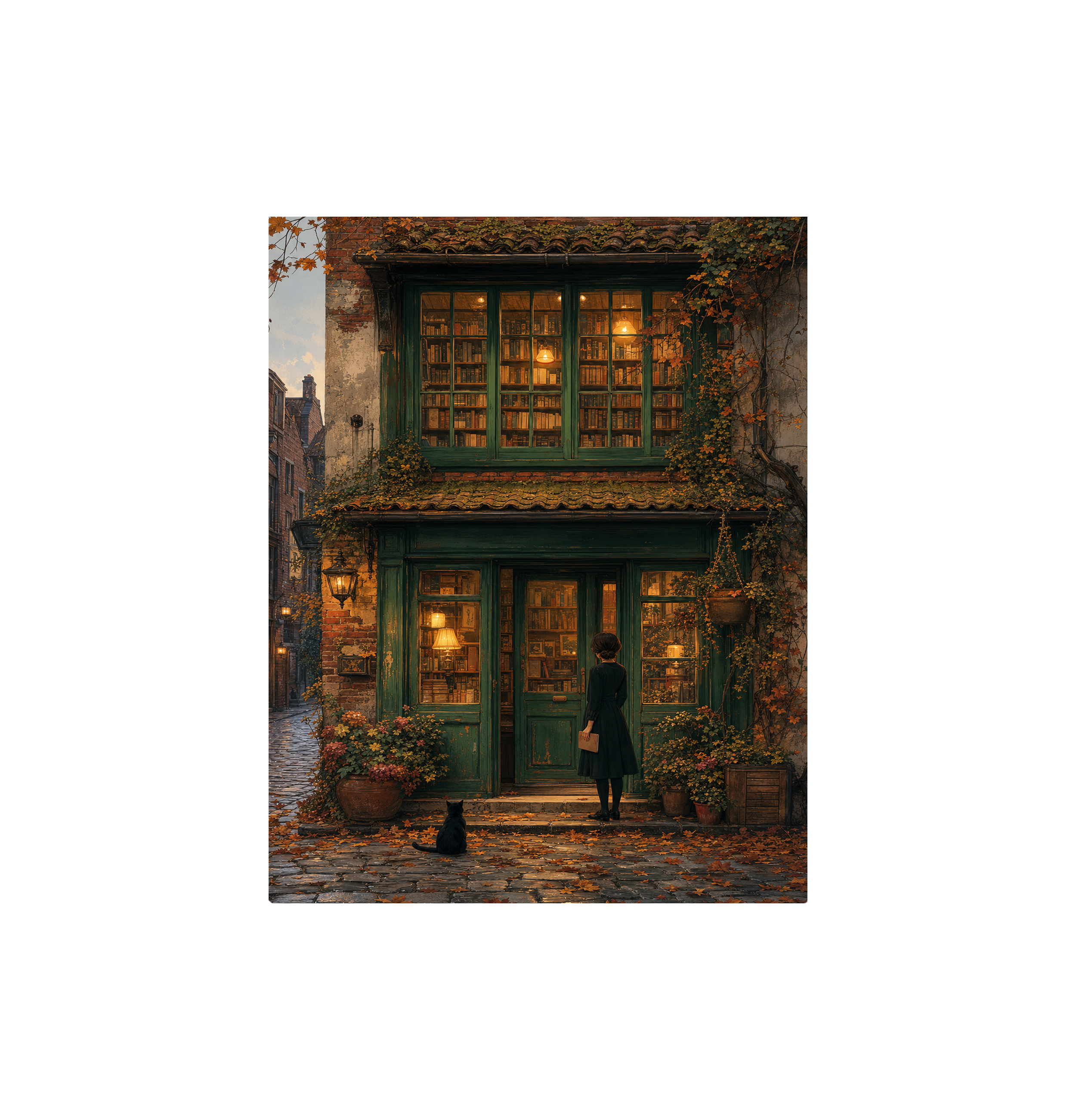 Bruges Autumn Bookstore Wall Art Print
