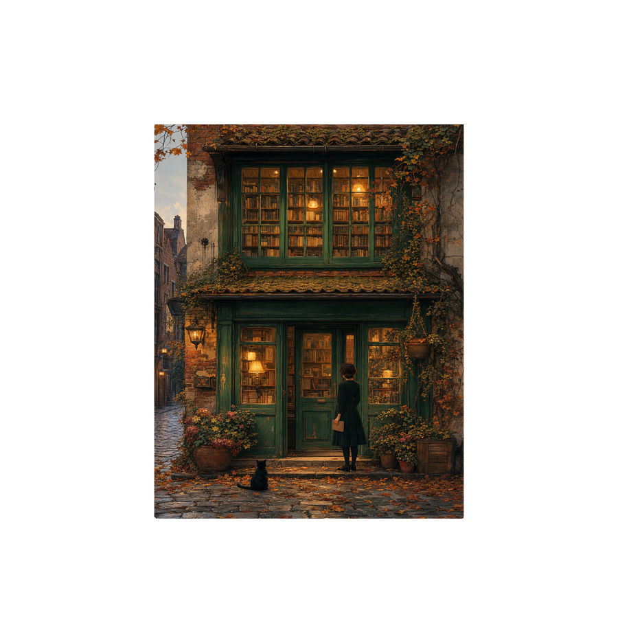 Bruges Autumn Bookstore Wall Art Print