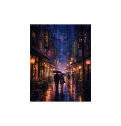 Mong Kok Night Market Rain Wall Art Print