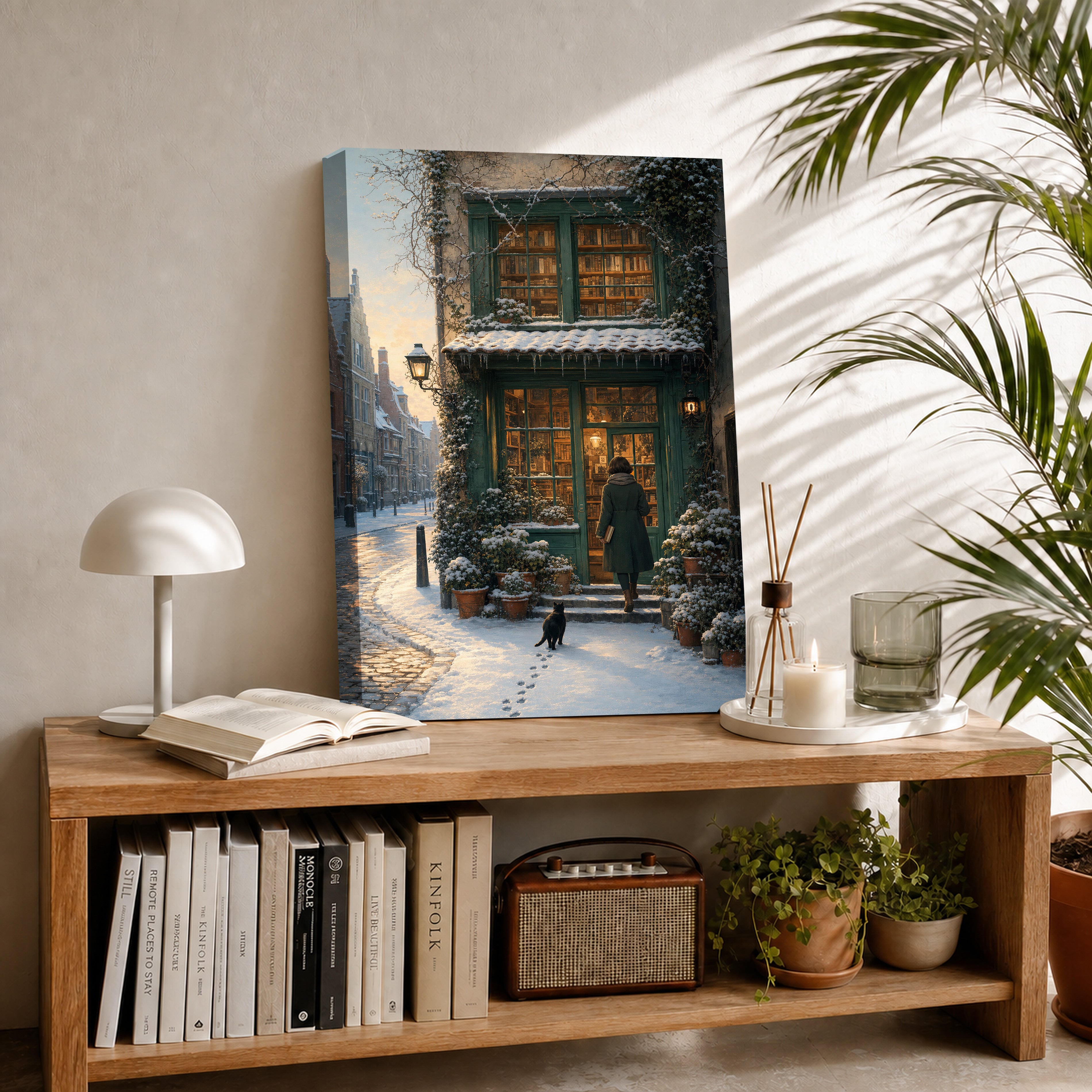 Amsterdam Snowy Bookstore Wall Art Print-thumbmail-2